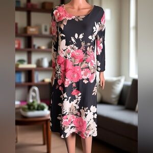 Charter Club Dress. Black Multi Floral. NWT. Size XL